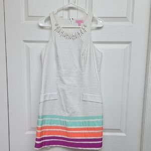 Lilly Pulitzer White Dress with Colorful Stripes